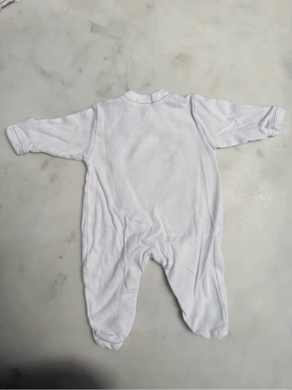 White Baby Footed One-Piece with Bunny Applique